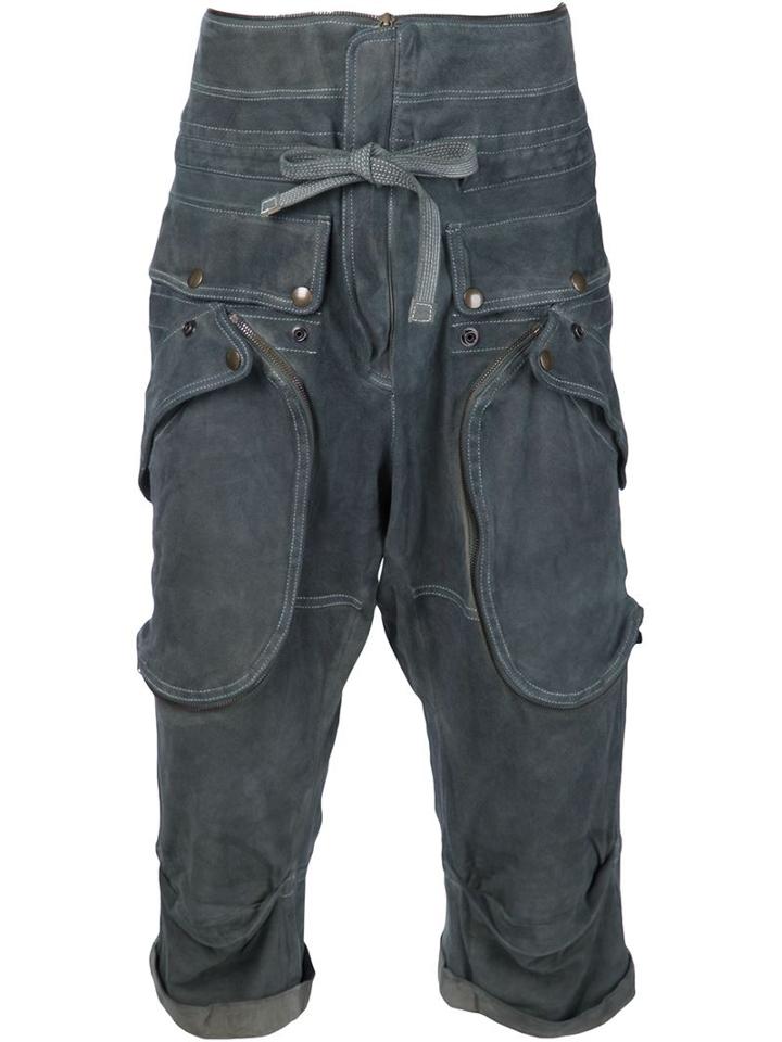 Faith Connexion Drop-crotch Shorts, Men's, Size: Small, Green, Cotton/goat Skin