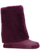 Casadei Shearling Chaucer Boots - Pink & Purple