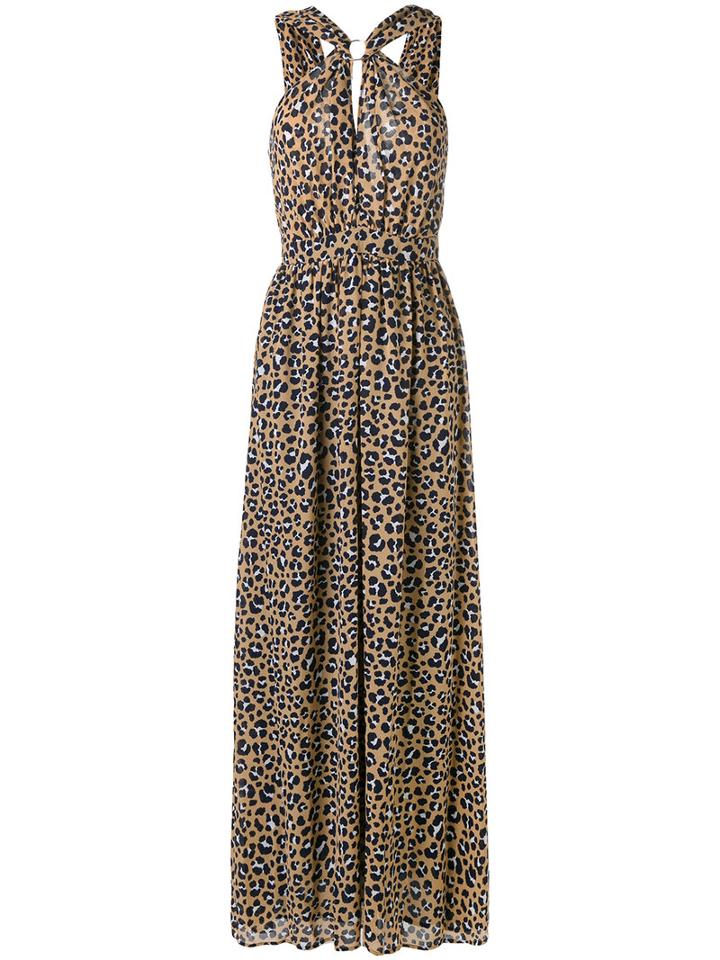 Michael Michael Kors - Leopard Print Gown - Women - Polyester - 0, Green, Polyester