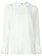 Fendi Ruffled Collar Blouse, Women's, Size: 46, White, Silk/cotton
