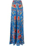 Roberto Cavalli Embroidered Maxi Skirt, Women's, Size: 42, Blue, Silk