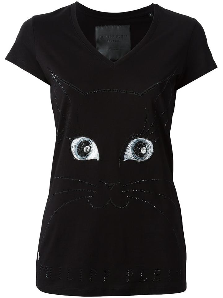 Philipp Plein 'kitten Eyes' T-shirt, Women's, Size: Medium, Black, Cotton
