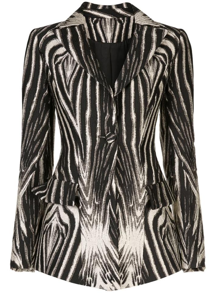 Christian Siriano Zebra Print Blazer - Black