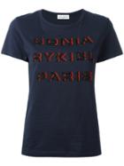 Sonia Rykiel Beaded Logo T-shirt, Women's, Size: Large, Blue, Cotton