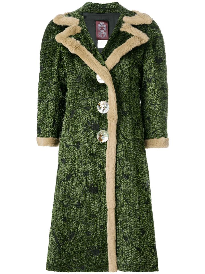 John Galliano Vintage Abstract Pattern Midi Coat - Green