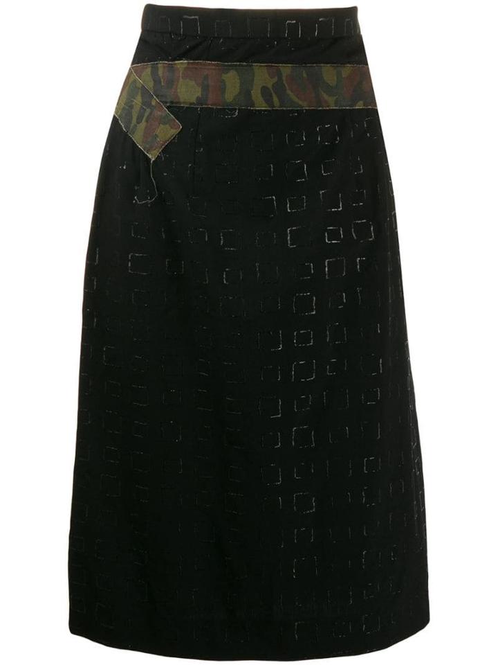 Comme Des Garçons Pre-owned 2000's Embossed Squared Belted Skirt -