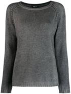 Avant Toi Ribbed Knit Detail Sweater - Grey