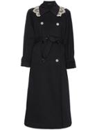 Simone Rocha Trench Coat With Contrast Lace - Black