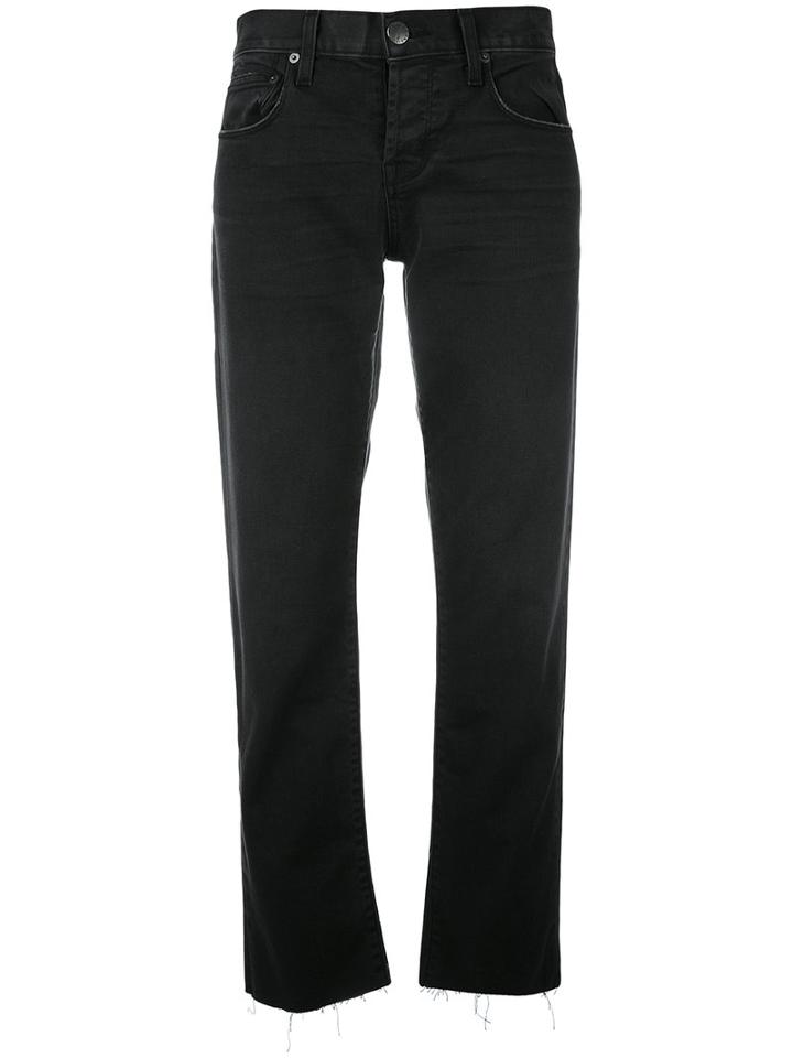 Current/elliott The Crossover Cropped Jeans, Women's, Size: 27, Black, Cotton/spandex/elastane
