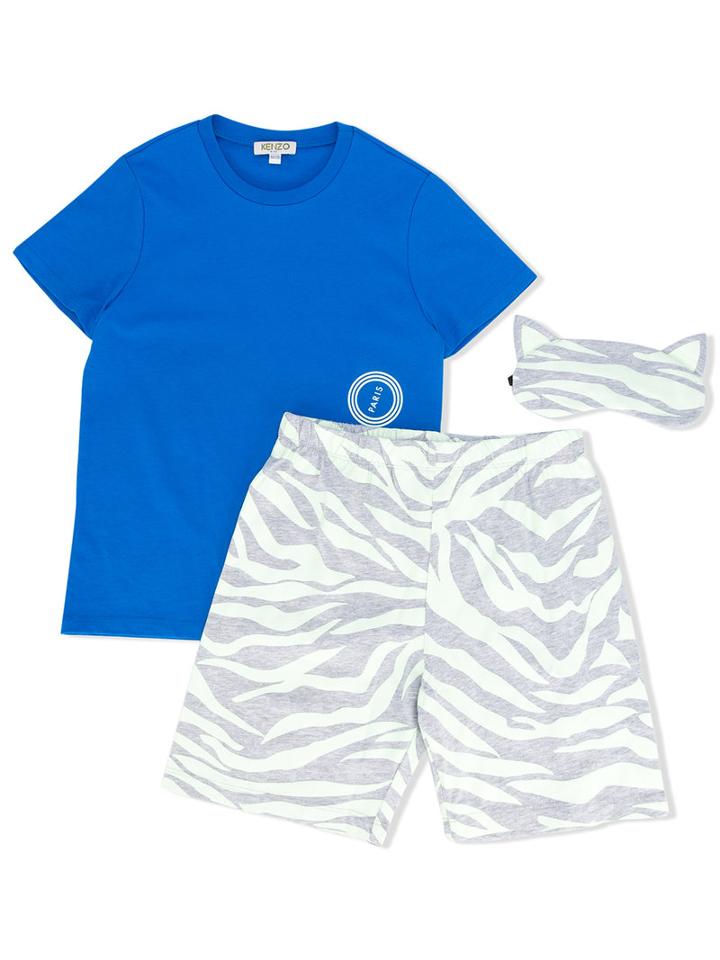 Kenzo Kids - Glow Boy Short Set - Kids - Polyester - 10 Yrs, Blue