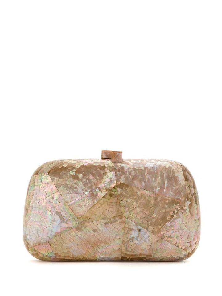 Serpui Cracked Panel Clutch Purse - Pink