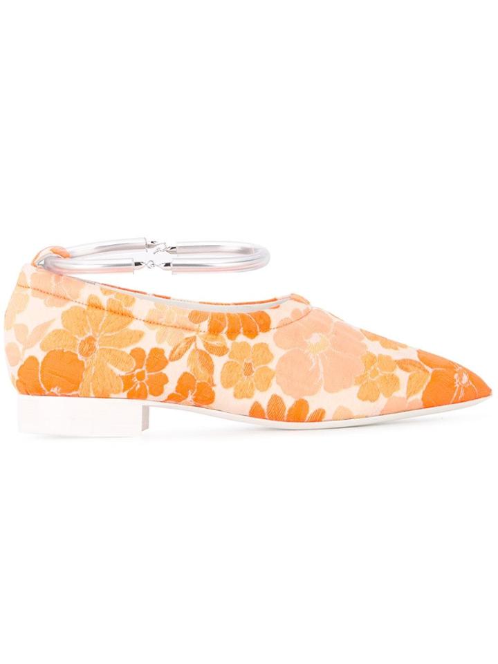 Jil Sander Floral Ankle Strap Loafers - Yellow