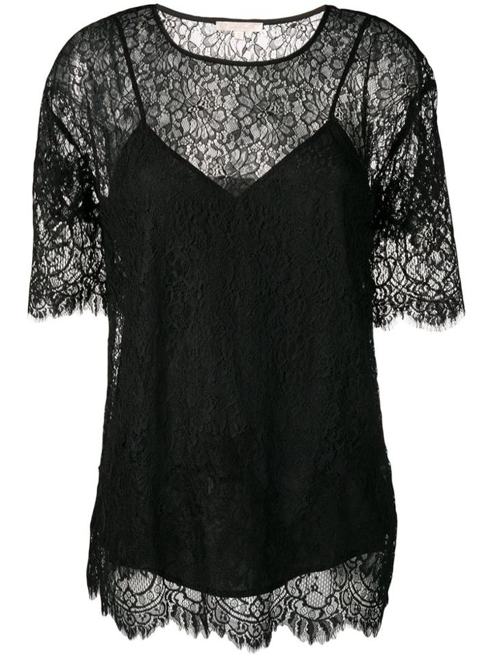 Gold Hawk Sheer Floral Lace Top - Black