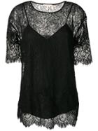 Gold Hawk Sheer Floral Lace Top - Black