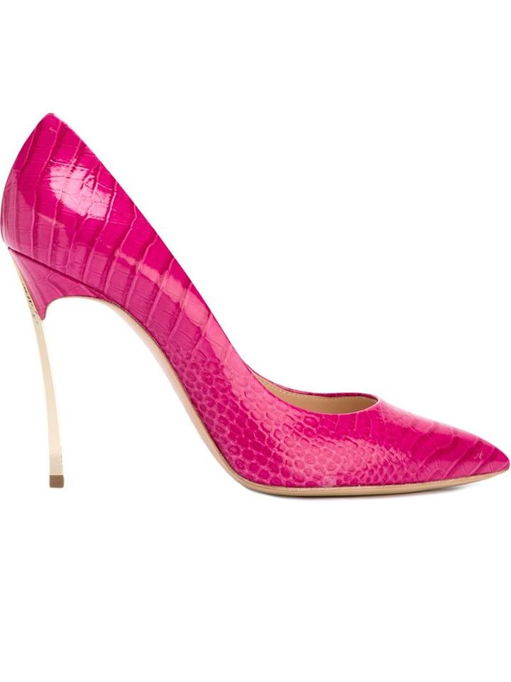 Casadei Blade Pumps, Women's, Size: 38, Pink/purple, Leather