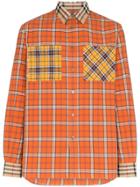 Burberry Panelled Checked Shirt - Orange