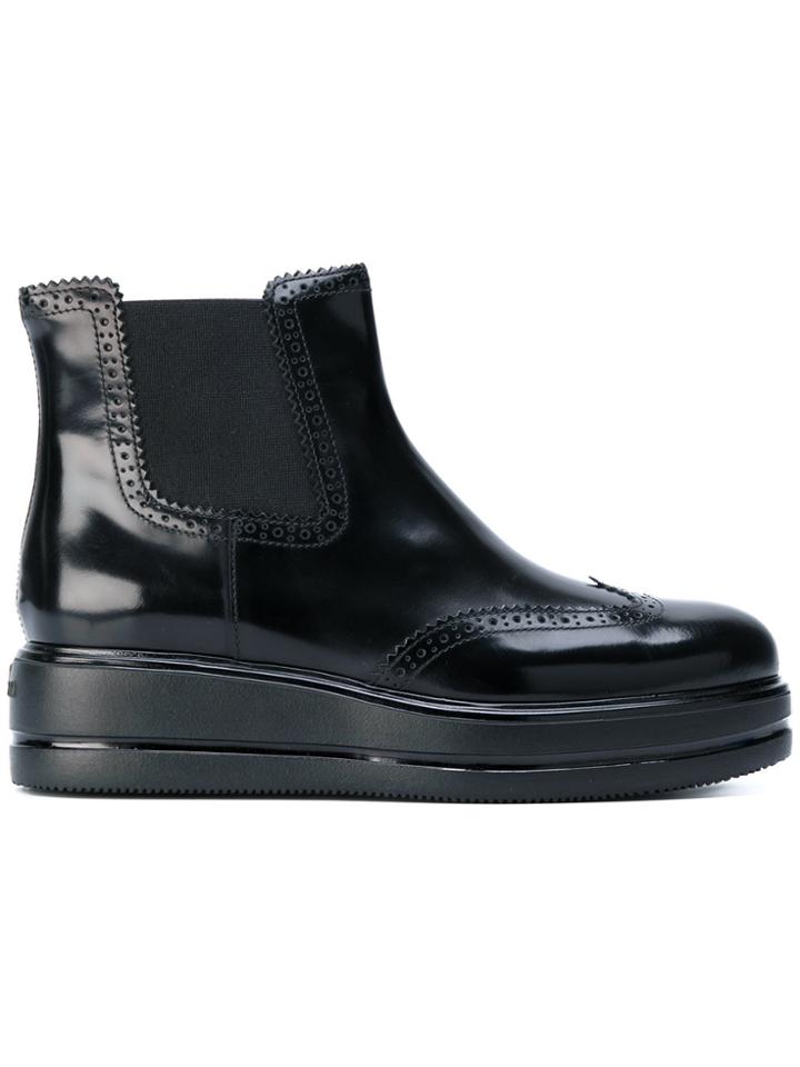 Hogan Wedged Ankle Boots - Black