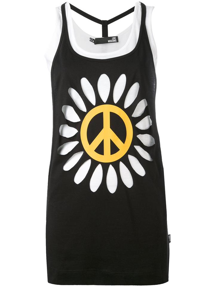 Flower Power Tank Top - Women - Cotton - 44, Black, Cotton, Love Moschino