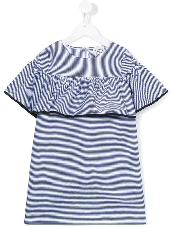 Douuod Kids Striped Ruffled Dress, Girl's, Size: 12 Yrs, Blue