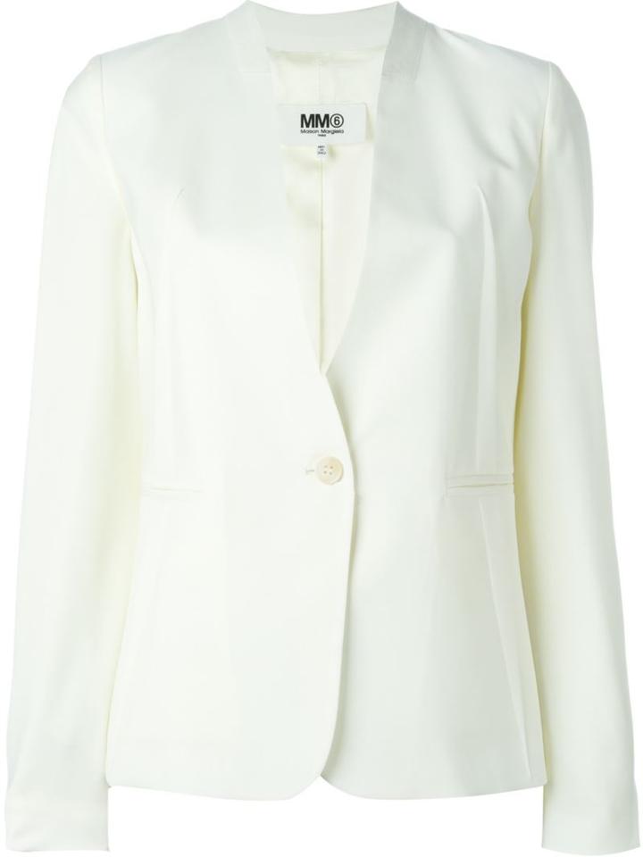 Mm6 Maison Margiela One Button Jacket, Women's, Size: 40, Nude/neutrals, Viscose/wool