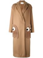 Anya Hindmarch 'ghosts' Coat, Women's, Size: Medium, Brown, Virgin Wool/cashmere/polyamide/sheep Skin/shearling