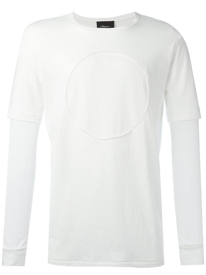 3.1 Phillip Lim Long Sleeve Circle T-shirt, Men's, Size: Large, White, Cotton