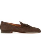Santoni Tassel Loafers, Men's, Size: 8.5, Brown, Suede/leather