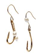 Jw Anderson Gold Hook Earrings With Pearls