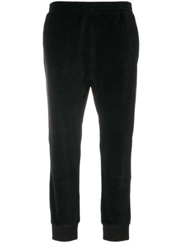 8pm Cropped Velour Trousers - Black