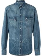 Dolce & Gabbana Distressed Western Shirt, Men's, Size: 42, Blue, Cotton