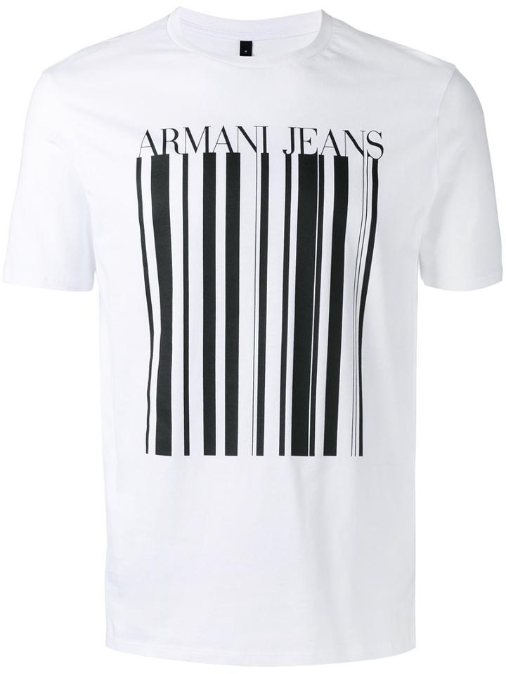 Armani Jeans Barcode Print T-shirt, Men's, Size: Xxl, White, Cotton