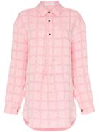 Jw Anderson Grid Logo Print Linen Shirt - Pink