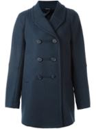 Maison Margiela Buttoned Pea Coat, Women's, Size: 40, Blue, Cotton/viscose/cashmere/virgin Wool