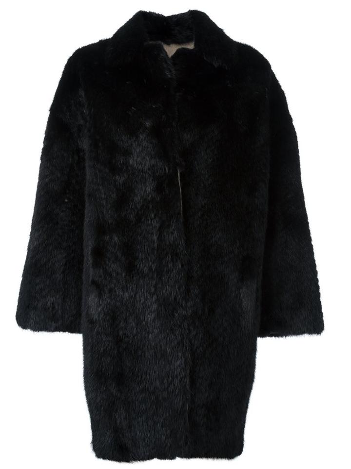 Simonetta Ravizza Fur Coat, Women's, Size: 40, Black, Mink Fur