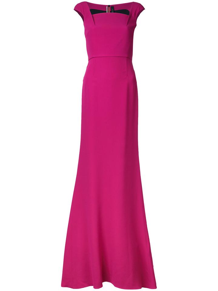 Roland Mouret - Long Evening Dress - Women - Spandex/elastane/acetate/viscose - 8, Pink/purple, Spandex/elastane/acetate/viscose