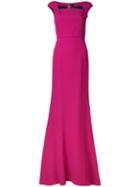 Roland Mouret - Long Evening Dress - Women - Spandex/elastane/acetate/viscose - 8, Pink/purple, Spandex/elastane/acetate/viscose
