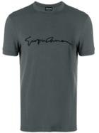 Giorgio Armani Embroidered Signature T-shirt - Grey