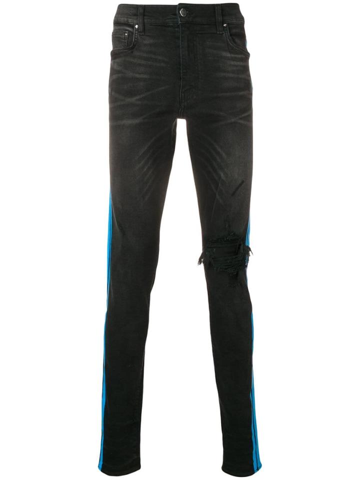 Amiri Blue Stripe Skinny Jeans - Black