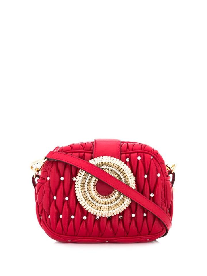Gedebe Camera Crystal Crossbody Bag - Red