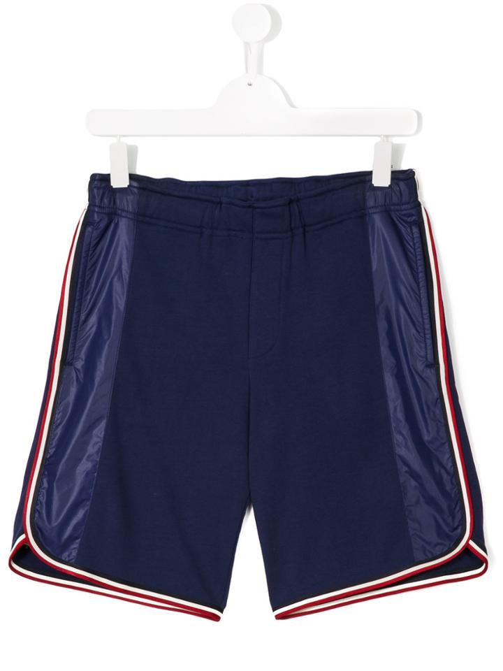 Moncler Kids Contrast Stripe Shorts - Blue