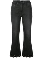 Frame Scalloped Hem Flared Jeans - Black