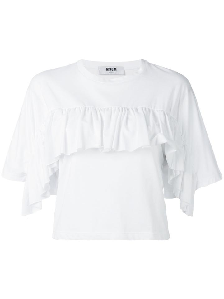 Msgm Ruffle Detail Top - White