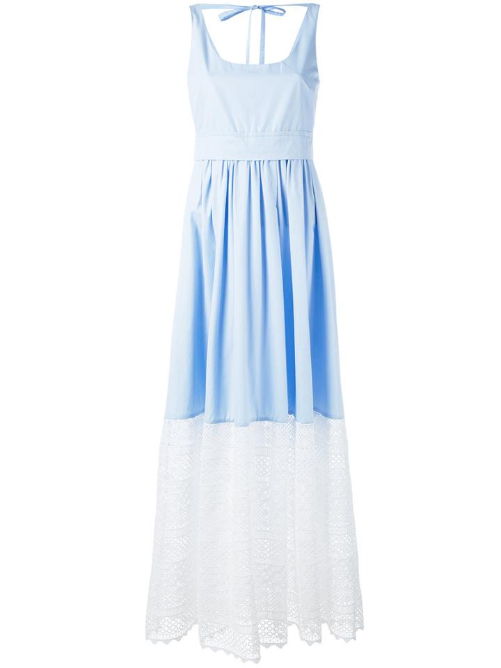 No21 - Lace-panelled Poplin Dress - Women - Cotton/polyester - 44, Women's, Blue, Cotton/polyester