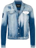 Dsquared2 - Contrast Pocket Washed Denim Jacket - Men - Cotton/spandex/elastane - M, Blue, Cotton/spandex/elastane