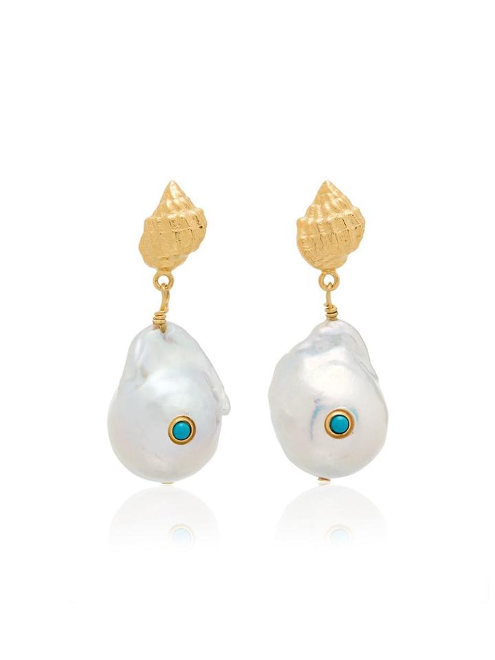 Anni Lu Baroque Shell Drop Earrings - Blue