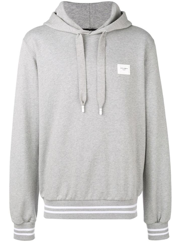 Dolce & Gabbana Logo Plaque Hoodie - Grey