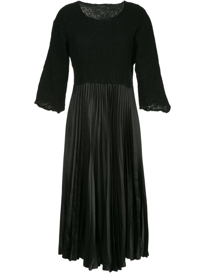 Comme Des Garçons Vintage Long Sleeved Pleated Dress - Black