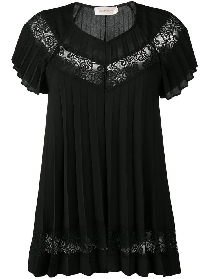 Zimmermann Winsome Sun Ray Lace Top, Women's, Size: 0, Black, Polyester