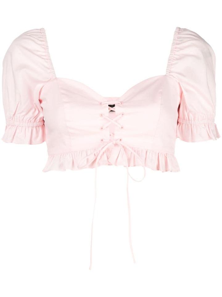 Callipygian Lace-up Crop Top - Pink
