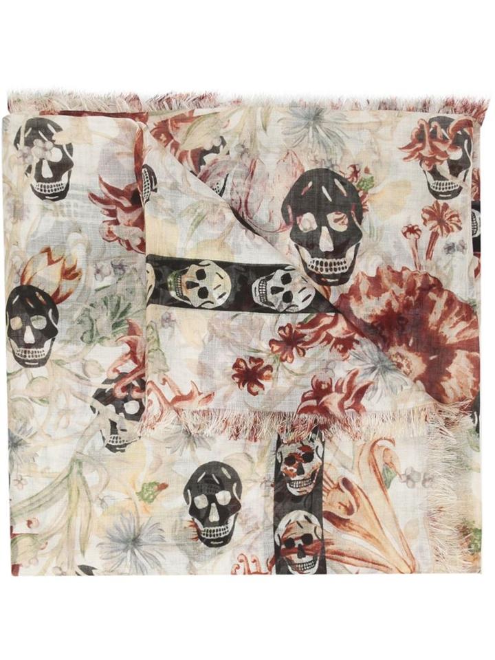 Alexander Mcqueen 'medieval Flower Skull' Scarf